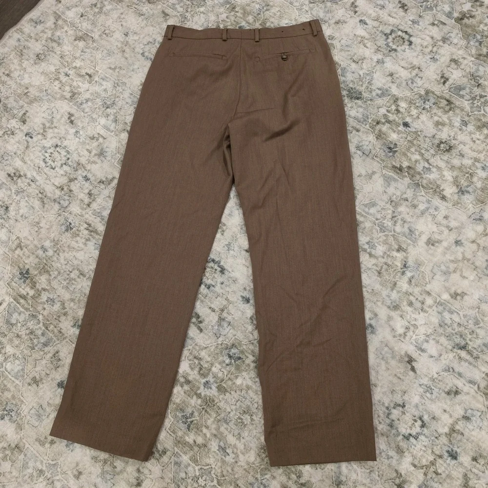 Banana Republic Mens 36x34 Brown 100% Wool Flat Front Straight Leg Dress Pants